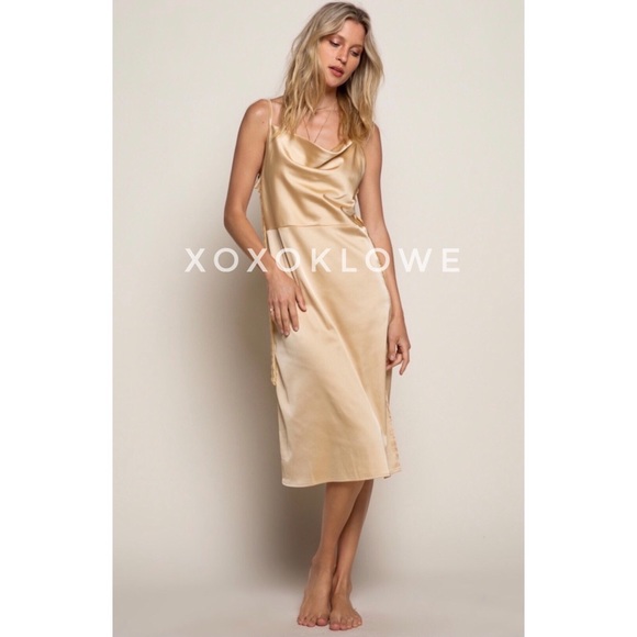 POL Black Cowl Neck Satin Midi Slip Dress - Picture 13 of 13